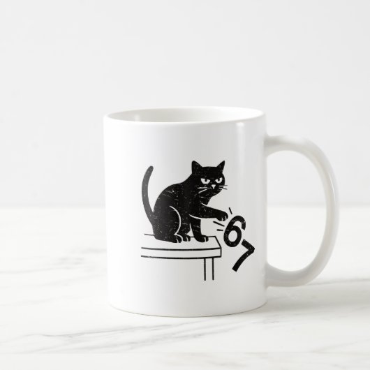 Mug Funny 6 7 Meme Cat Knocking Off 67  (Droite)