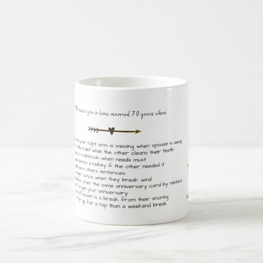 Mug FUNNY 70e anniversaire Mariage Unicornes Customisé (Centre)