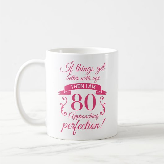 Mug Funny 80e anniversaire 'Perfection' (Gauche)