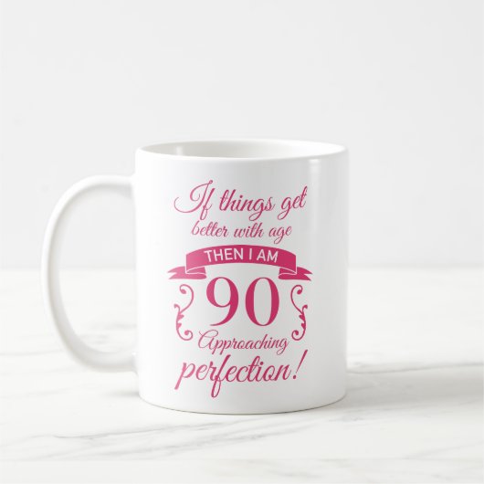 Mug Funny 90e anniversaire 'Perfection' (Gauche)