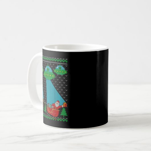 Mug Funny Alien Ufo Santa Sleigh Ugly Christmas Sweate (Devant gauche)
