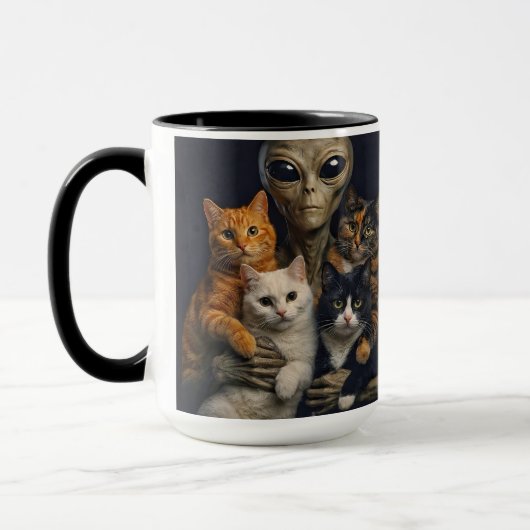 Mug Funny Alien with Cats Renaissance Art (Gauche)