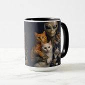 Mug Funny Alien with Cats Renaissance Art (Devant droit)