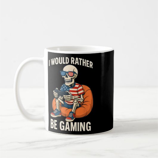 Mug Funny American Flag Cool Skeleton Gamer Video Gami (Gauche)