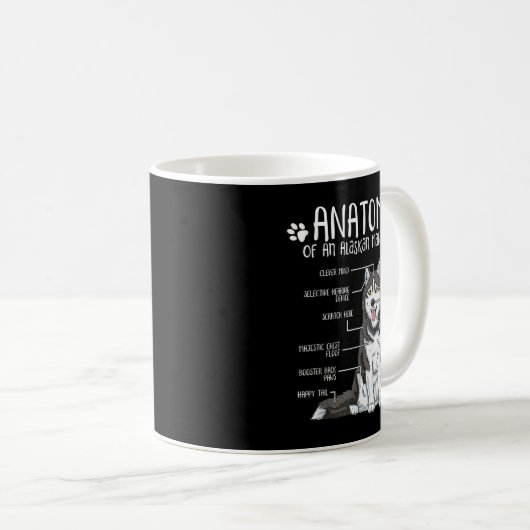 Mug Funny Anatomy Alaskan Malamute Dog Lover  (Devant droit)
