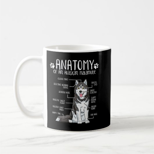 Mug Funny Anatomy Alaskan Malamute Dog Lover  (Gauche)