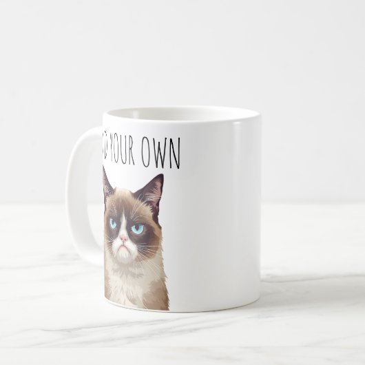 Mug Funny Angry Cat – Add Your Own Text  (Devant gauche)