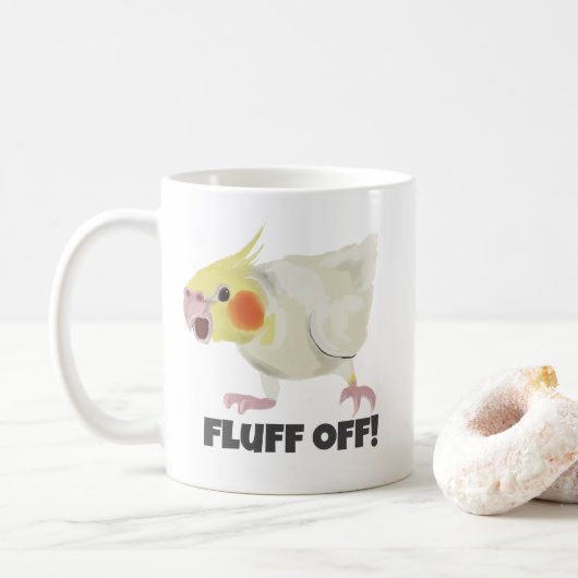 Mug Funny Angry Lutino Cockatiel Fluff Off Pet Parrot  (Avec donut)