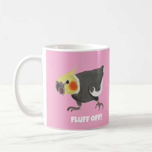 Mug Funny Angry Normal Grey Cockatiel Fluff Off (Gauche)