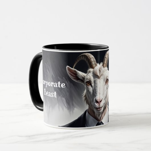 Mug Funny animal boss surreal suited goat character (Devant gauche)
