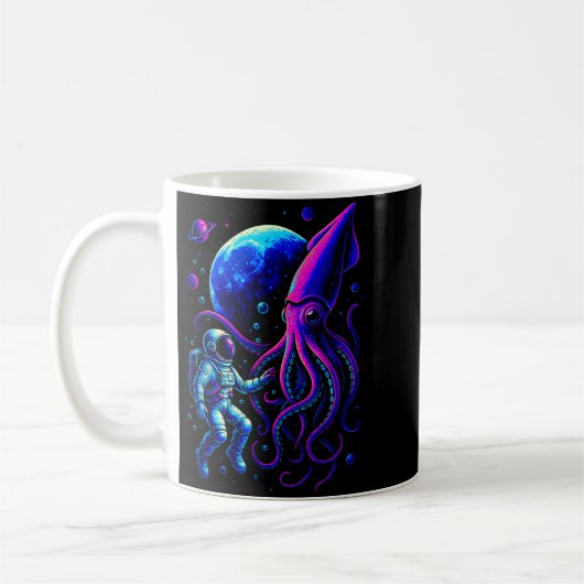 Mug Funny Astronaut And Squid In Underwater Space With (Gauche)