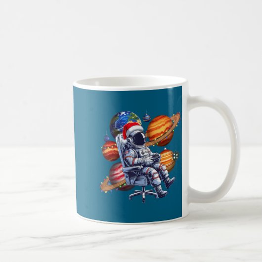 Mug Funny Astronaut Christmas Space Lights Santa Hat P (Droite)