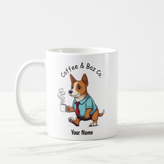 Mug Funny Basenji Dog Business Suit Coffee  (Gauche)