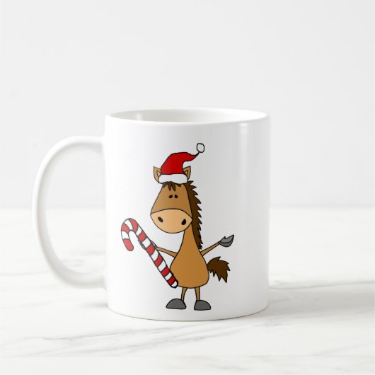 Mug Funny Bay Horse in Santa Hat Christmas (Gauche)