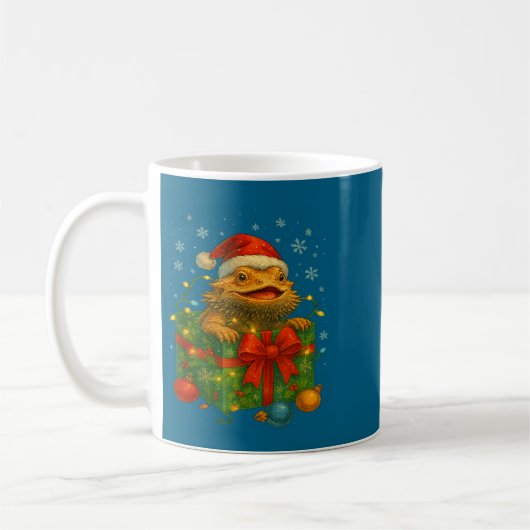 Mug Funny Bearded Dragons Santa Christmas Tree Lights  (Gauche)