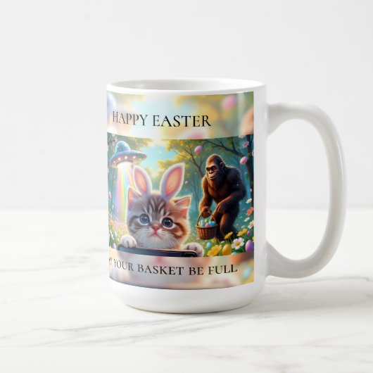 Mug Funny Bigfoot UFO Easter | Cute Cat Bunny Selfie (Droite)