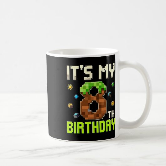Mug Funny Birthday Boy It's My 8th Birthday Gamer Pixe (Droite)