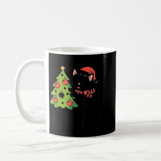 Mug Funny Black Ca Pushing Christmas Tree Over Cat Wha (Gauche)