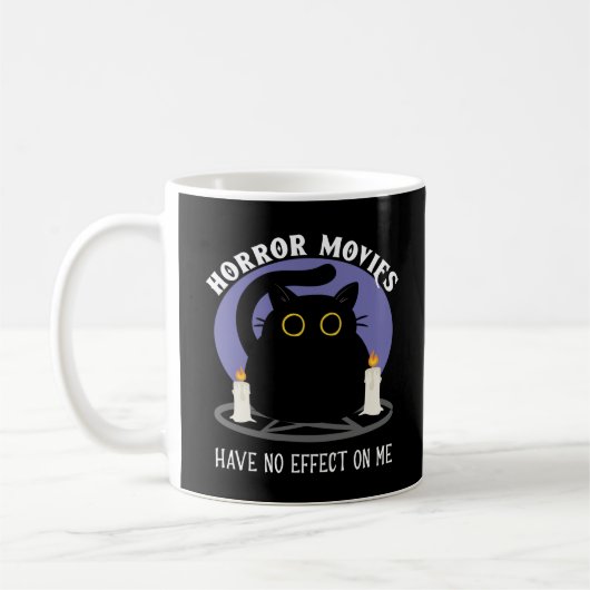 Mug Funny Black Cat aime le film d'horreur (Gauche)