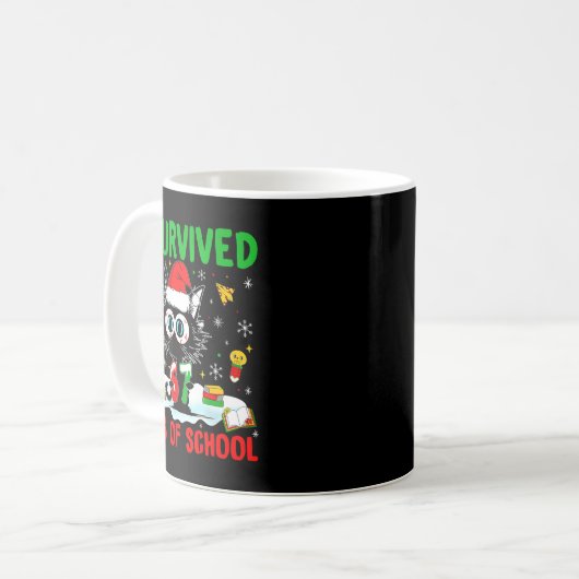 Mug Funny Black Cat Christmas I Survived 67 Days Of Sc (Devant gauche)