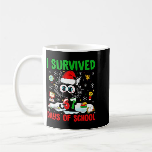 Mug Funny Black Cat Christmas I Survived 67 Days Of Sc (Gauche)