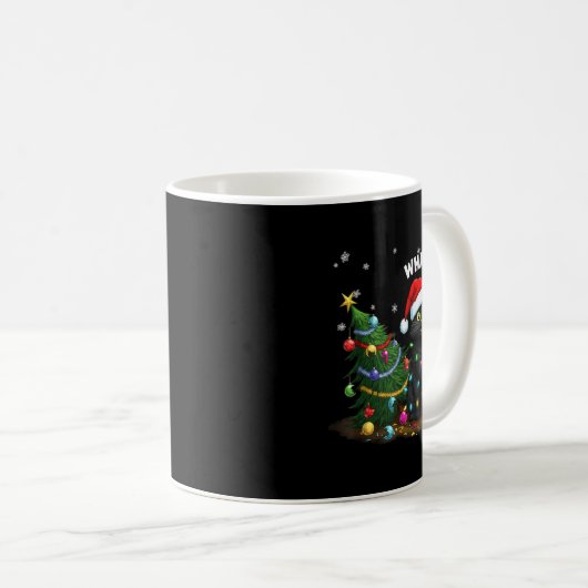 Mug Funny Black Cat Pushing Christmas Tree  (Devant droit)