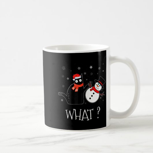 Mug Funny Black Cat Pushing Snowman Christmas Winter C (Droite)