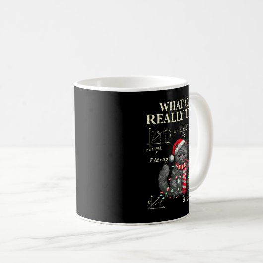 Mug Funny Black Cat Pushing Xmas Tree Over Cats Physic (Devant droit)