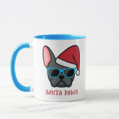 Mug Funny Blue Frenchie Père Noël Paws Noël (Gauche)