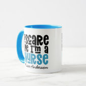 Mug Funny blue girly infirmière typographie merci mode (Devant gauche)
