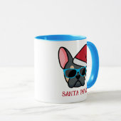 Mug Funny Blue Tan Frenchie Père Noël Paws Noël (Devant droit)