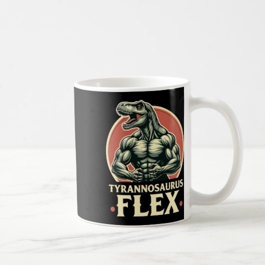 Mug Funny Bodybuilder Tyrannosaurus Flex Gym T-rex Din (Droite)