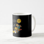 Mug Funny Boy surf dans l'espace à la lune (Devant droit)