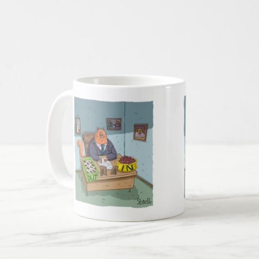 Mug Funny Business Kitty avec boîte à litière d'entrée (Devant gauche)