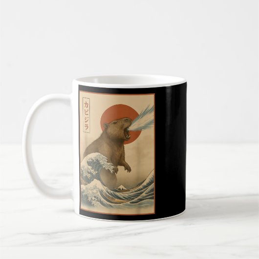 Mug Funny Capybara Japonaise Vague Capyzilla Garçons F (Gauche)