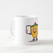 Mug Funny Cartoon Character Holding a Phone – Coffee M (Devant gauche)