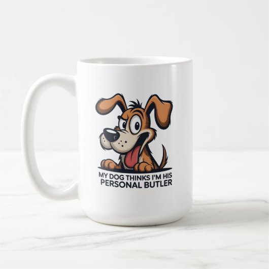 Mug Funny Cartoon Dog Butler Quote (Gauche)