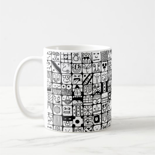 Mug Funny Cartoon Faces Squares (Gauche)