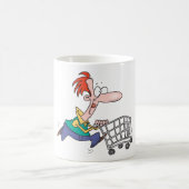 Mug Funny Cartoon Man Running With Shopping Cart (Centre)