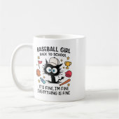 Mug Funny Cat Baseball Girl It's Fine I'm Fine Everyth (Gauche)