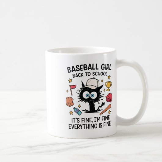 Mug Funny Cat Baseball Girl It's Fine I'm Fine Everyth (Droite)