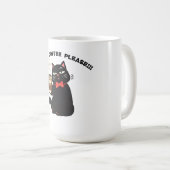 Mug Funny Cat Coffee Design– “More Coffee please”  (Devant droit)