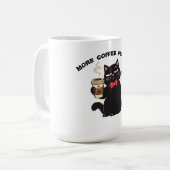 Mug Funny Cat Coffee Design– “More Coffee please”  (Devant gauche)