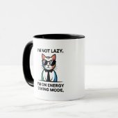 Mug Funny Cat Energy Saving Mode I'M NOT LAZY coffee  (Devant gauche)