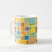 Mug Funny cat fabric patchwork wallpaper,abstract seam (Devant gauche)