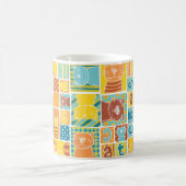 Mug Funny cat fabric patchwork wallpaper,abstract seam (Centre)