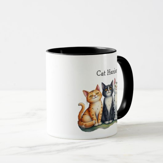 Mug Funny Cat Herder Amoureux des chats de devis (Devant droit)