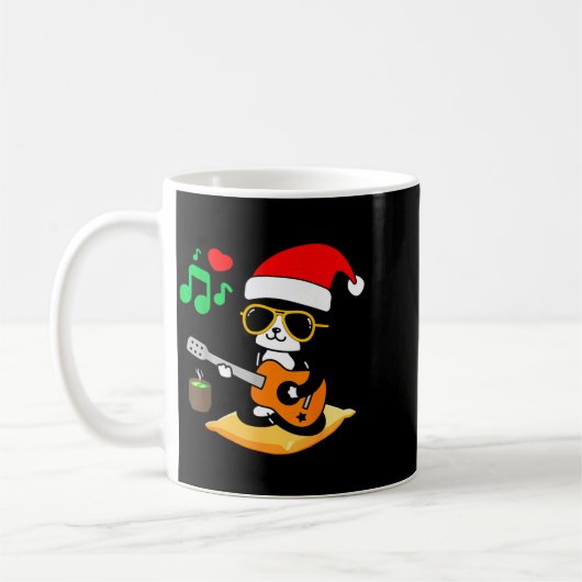 Mug Funny Cat Playing Guitar Sungles Santa Hat Christm (Gauche)