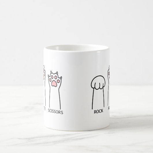 Mug Funny Cat Rock Papier Ciseaux Mème Jeu Humour Art (Centre)