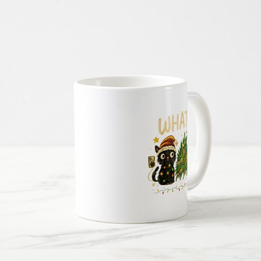 Mug Funny Cat With Christmas Lights And Fallen Tree Ar (Devant droit)
